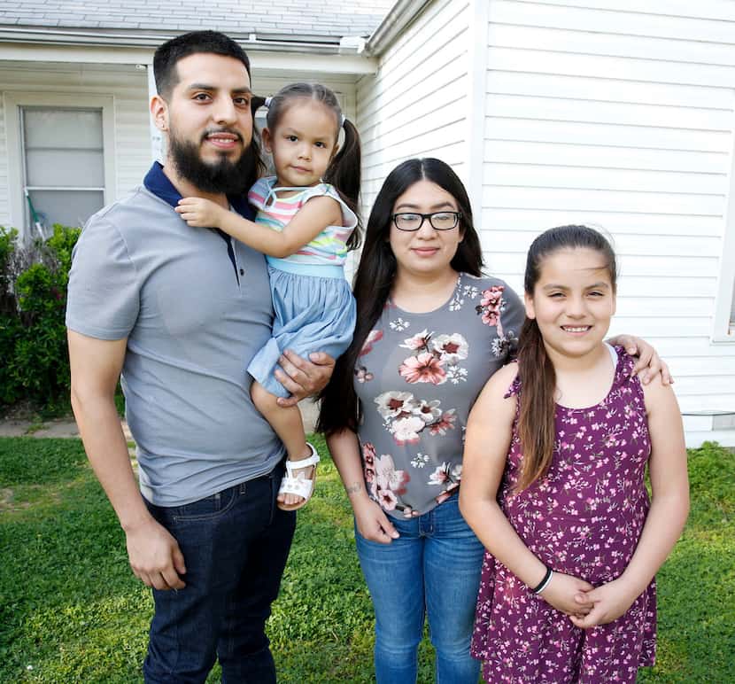 Gelacio Abrego of Grand Prairie, with wife Diana and daughters Neveah and Isabella, says he...