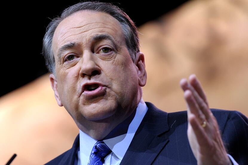 File- This March 7, 2014, file photo shows  former Arkansas Gov. Mike Huckabee speaking at...