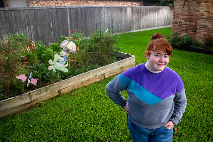 Abbigale Phillips, in the backyard of her legal guardian and aunt, Molly Baldwin, in...