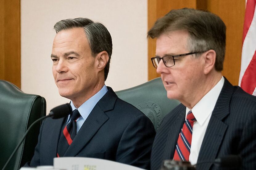 Speaker Joe Straus, left, and Lt. Gov. Dan Patrick disagree strongly over whether it's...