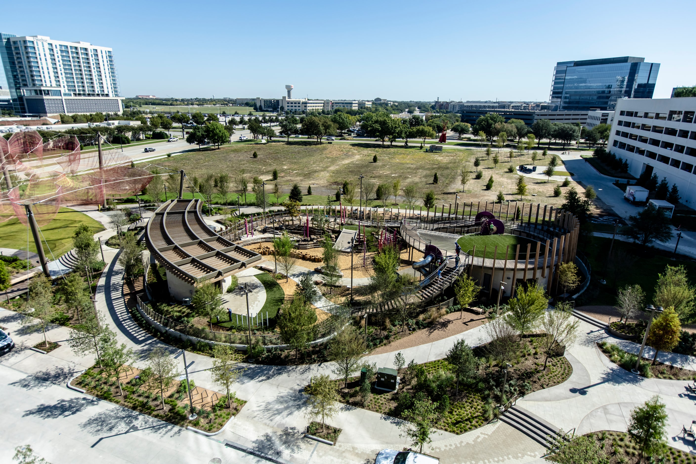 A view of the newly opened Kaleidoscope Park from above.