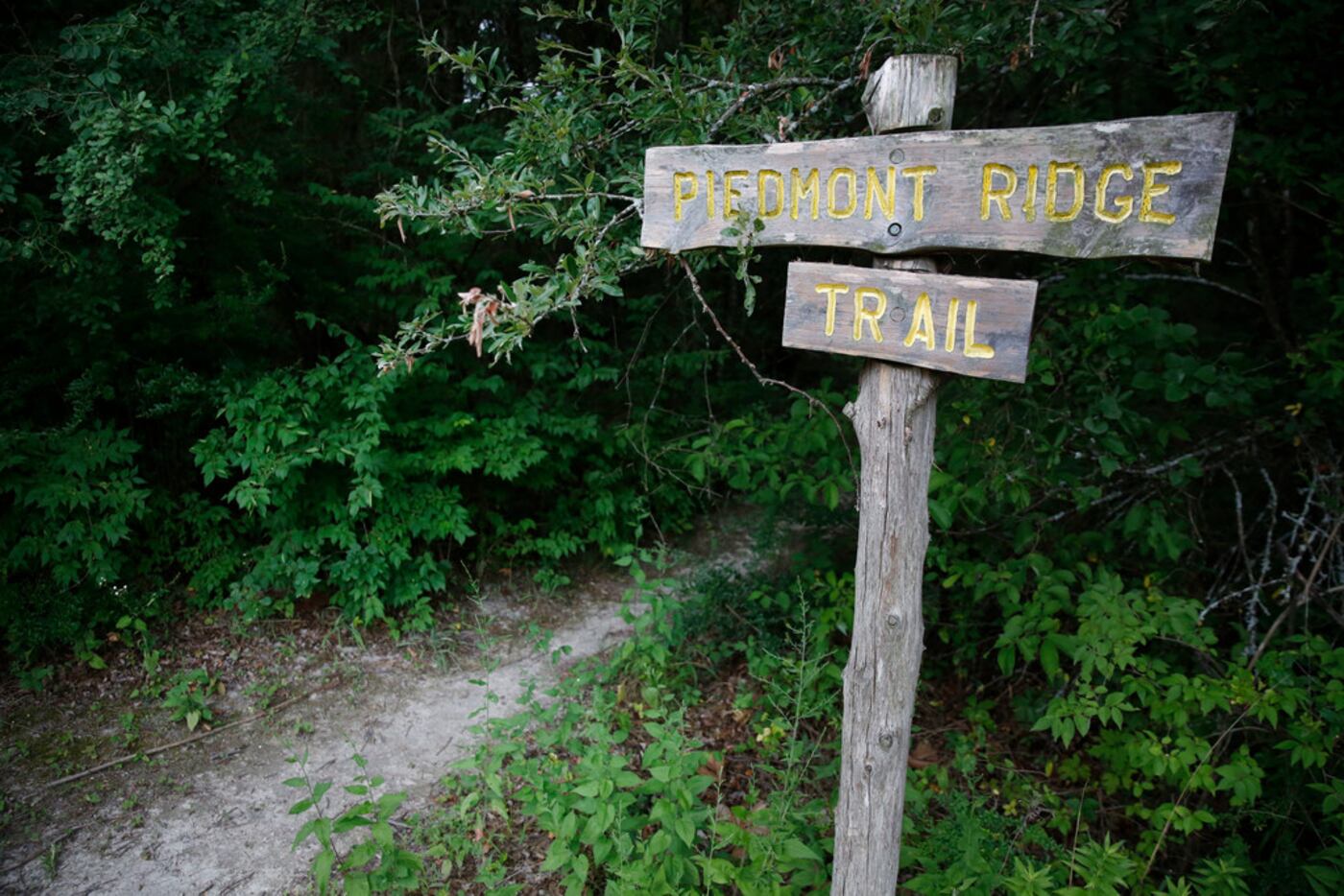 The trailhead to Piedmont Ridge Trail in Dallas on Monday, June 18, 2018. (Rose Baca/The...