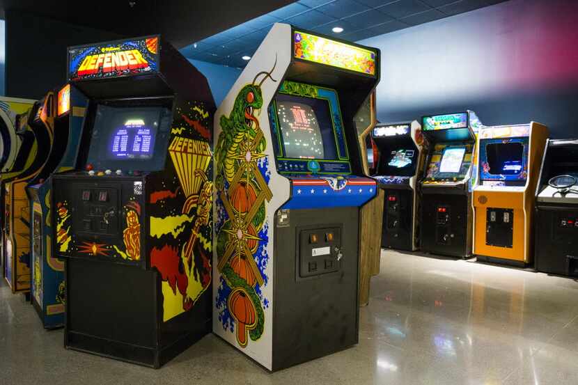Arcade games are lined up in an arcade room inside the National Videogame Museum on...
