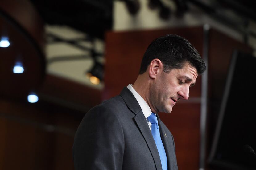 Speaker of the House Paul Ryan, R-Wis., speaks to reporters about not seeking re-election on...