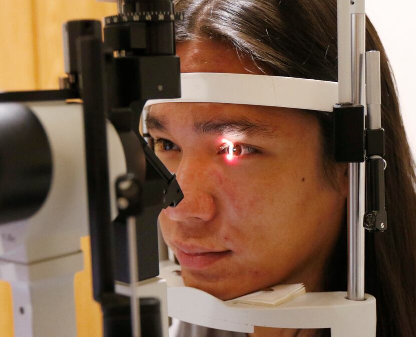 Mason Two Crow, 22, who has an inherited eye disease called X-Linked Retinoschisis, is being...