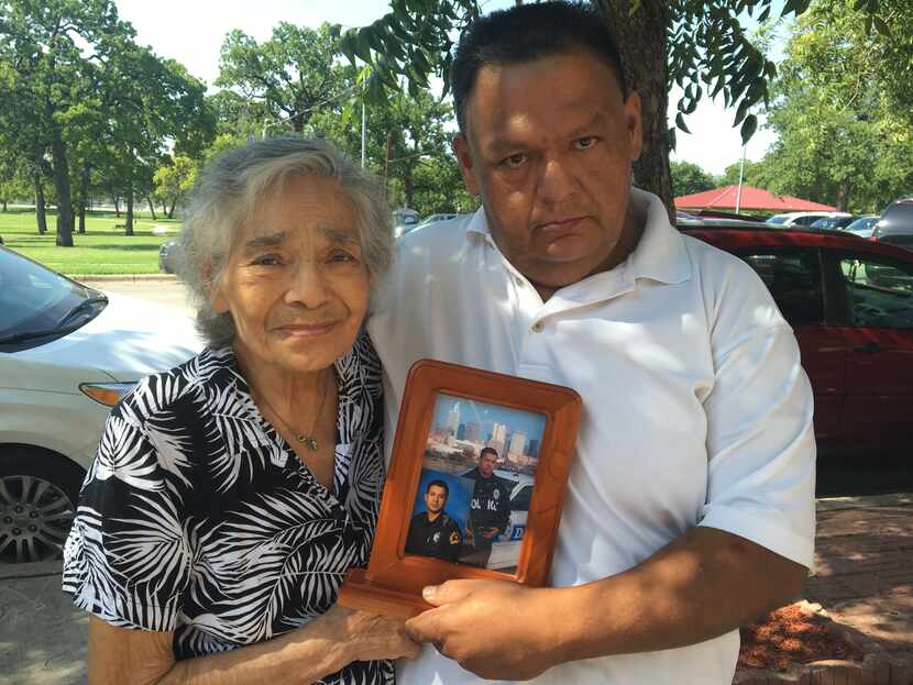 Rosa and Hector Zamarripa, the grandmother and uncle of slain Dallas officer Patrick...