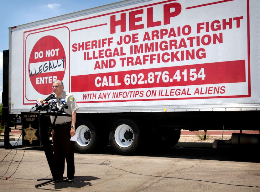 FILE - In this July 29, 2010, file photo, Maricopa County Sheriff Joe Arpaio speaks at a...