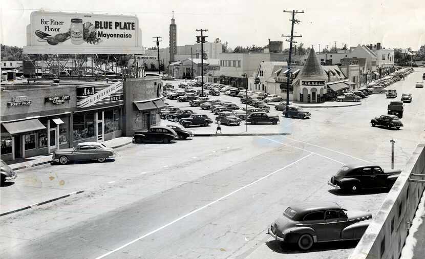 A 1949 photo shows the just sold section of Lakewood shopping center on the left.