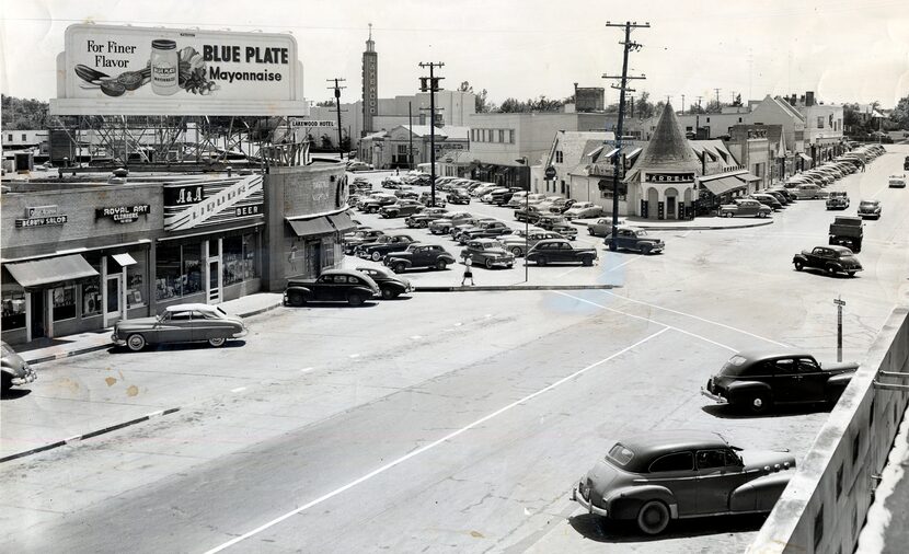 A 1949 photo shows the just sold section of Lakewood shopping center on the left.