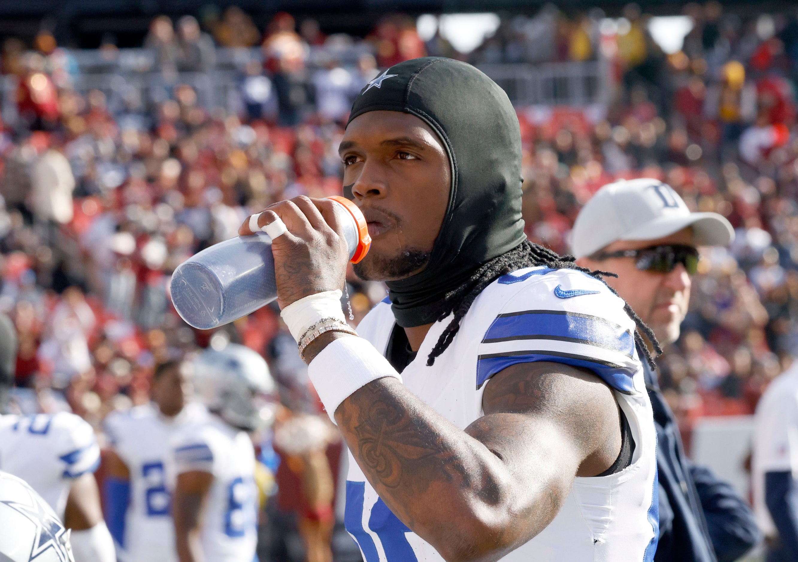 Dallas Cowboys wide receiver CeeDee Lamb (88) is seen before an NFL football game against...