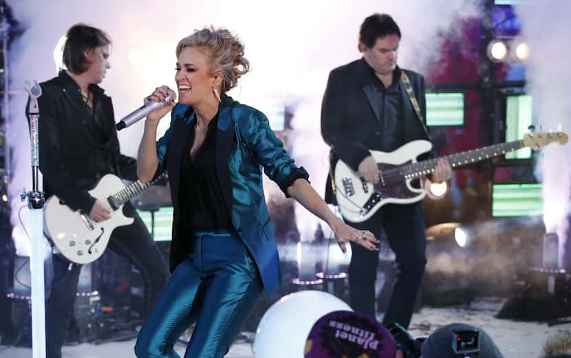 Carrie Underwood performs during New Year's Eve celebrations in Times Square on Dec. 31,...