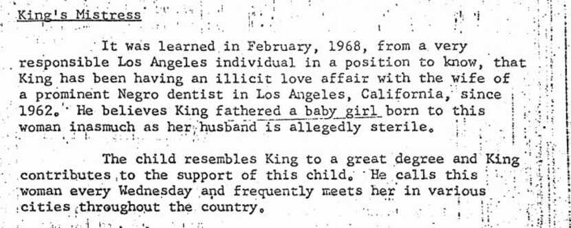 Portion of FBI report on Martin Luther King Jr., stamped "secret" and dated March 12, 1968.