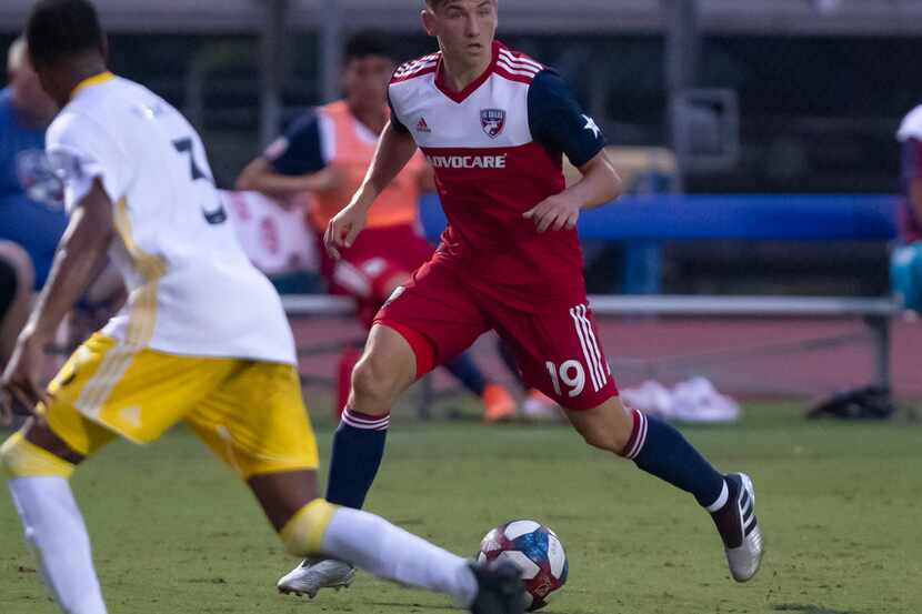 DALLAS, TX - JUNE 19: Paxton Pomykal in action during the Lamar Hunt U.S. Open Cup round of...