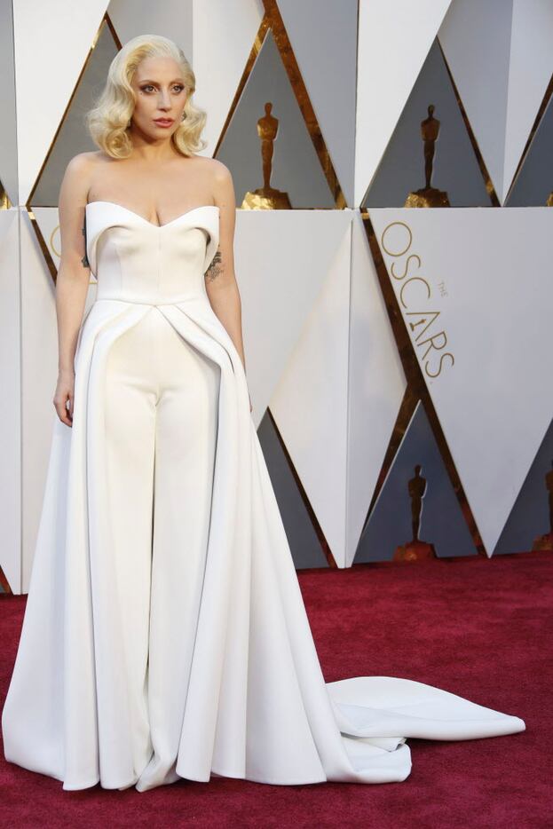 Lady Gaga arrives on the red carpet for the 88th Academy Awards ceremony at Dolby Theatre in...