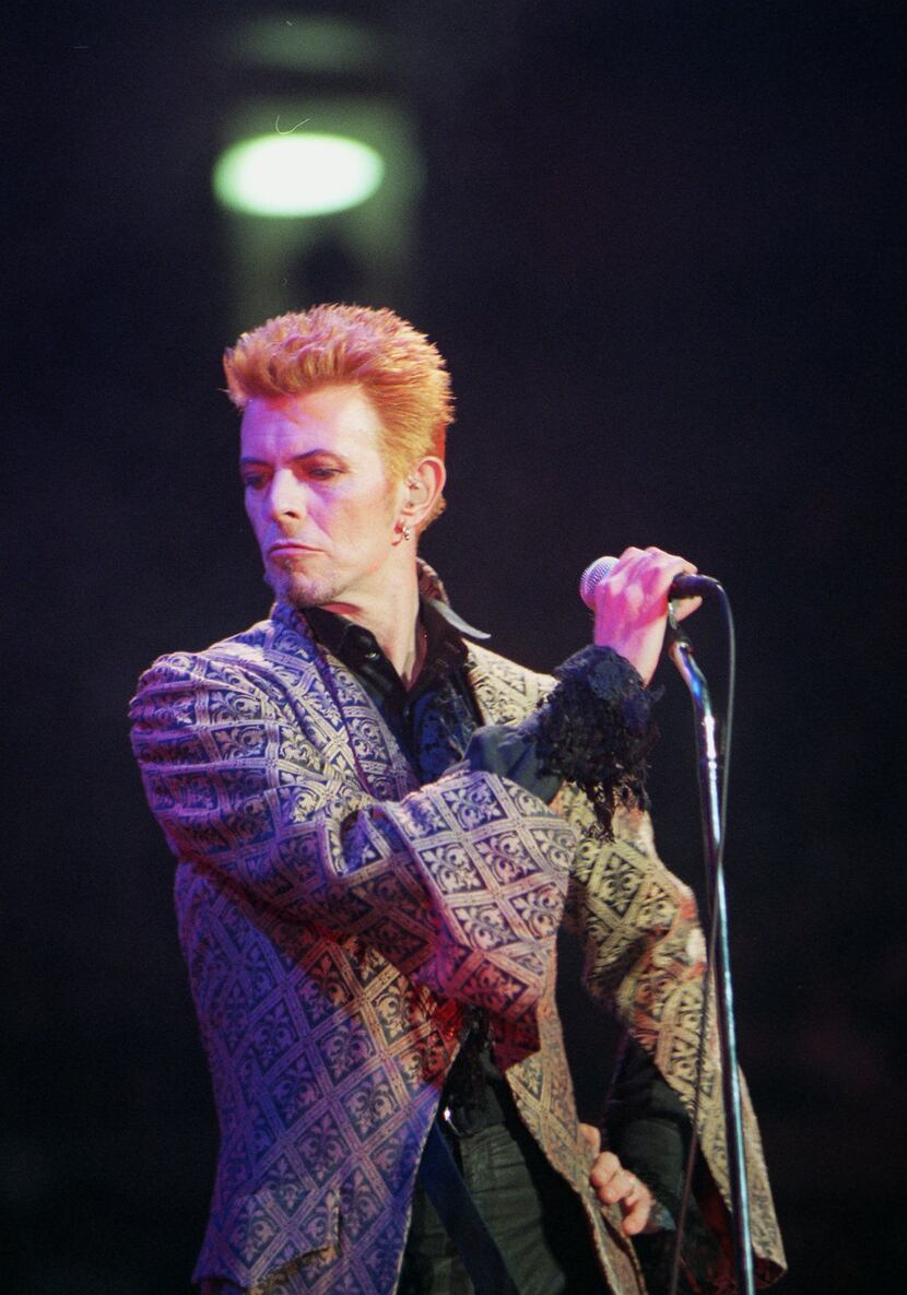 In this Jan. 9, 1997, file photo, David Bowie performs during a concert celebrating his 50th...