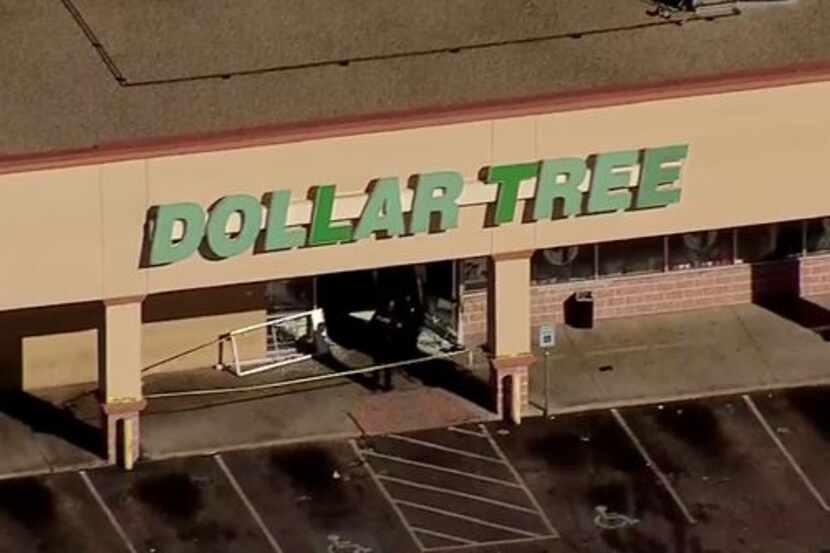 A Dollar Tree in Fort Worth was damaged Thursday when a man suspected of shoplifting rammed...