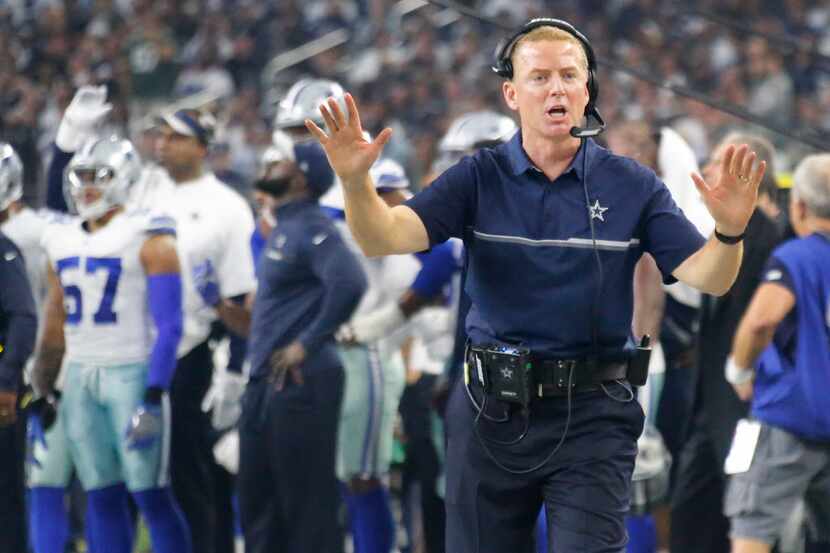 Dallas head coach Jason Garrett is pictured during Cowboys NFL football playoff game at AT&T...