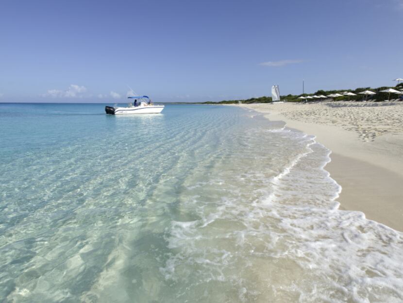 Private beach at the Amanyara Resorts in the Turks and Caicos Islands.