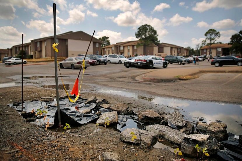 
People driving through the Asante apartment complex in southeast Dallas have to dodge a...