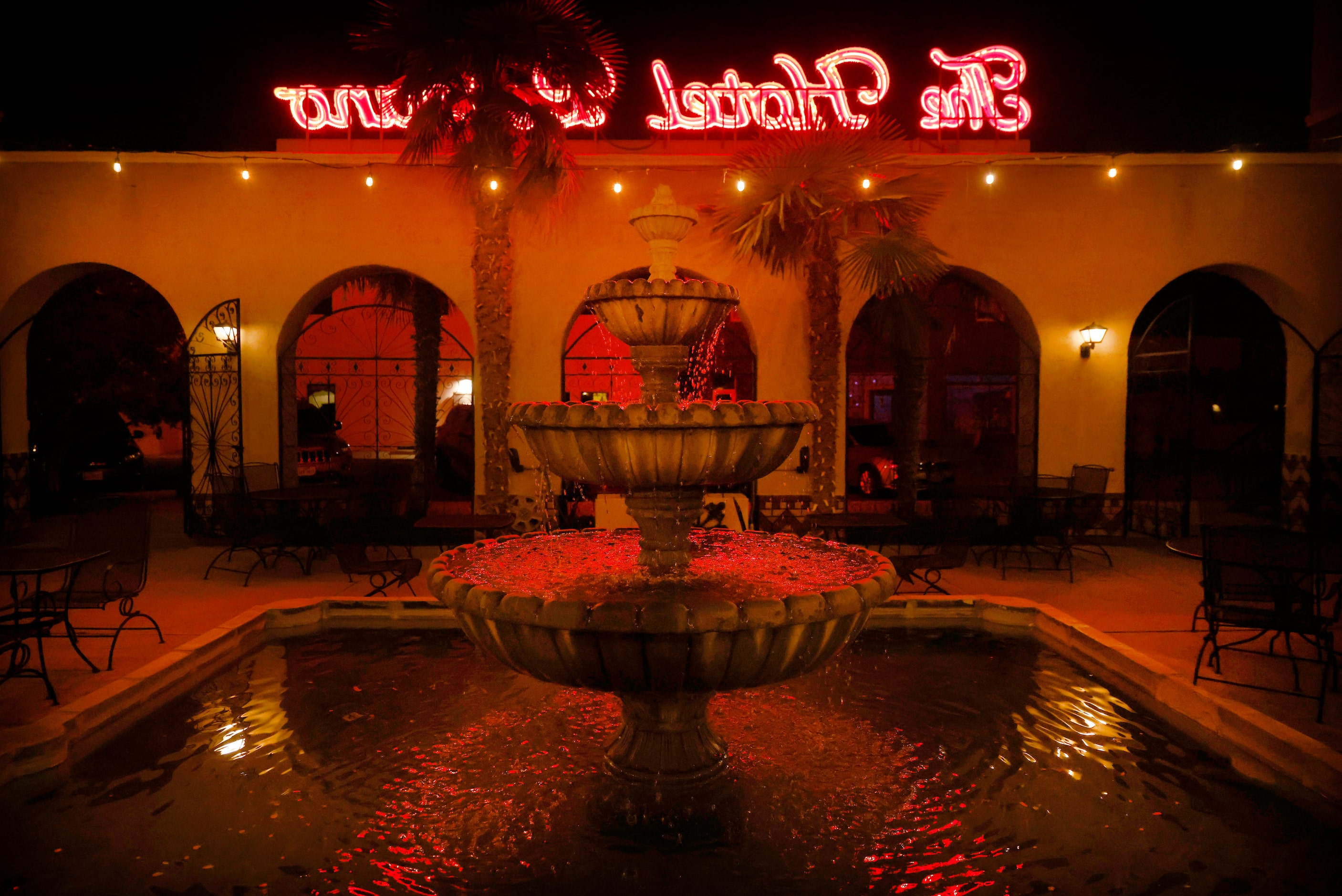 The Hotel Paisano Hotel in Marfa, Texas uses red neon in their sign to cut down on light...