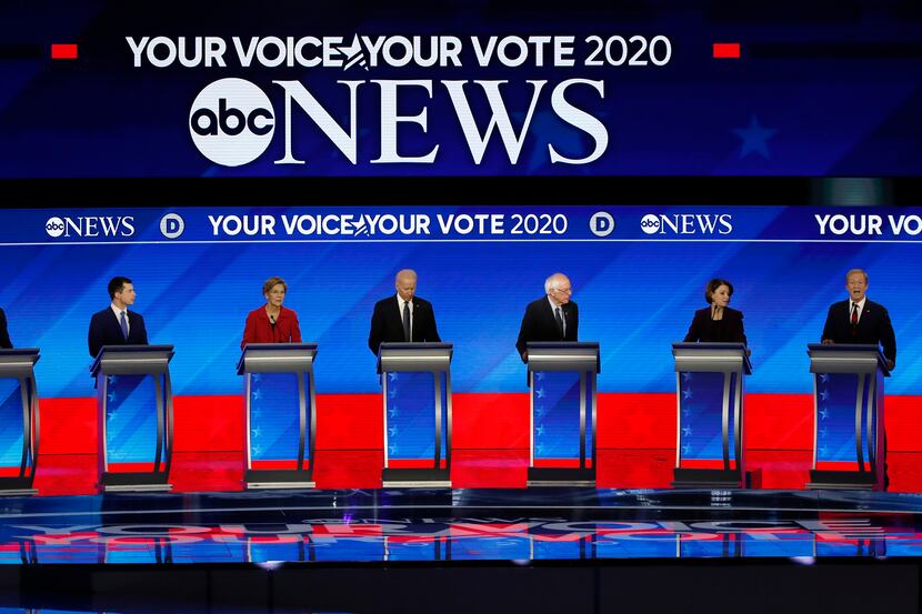 A Democratic presidential primary debate on Feb. 7, 2020.