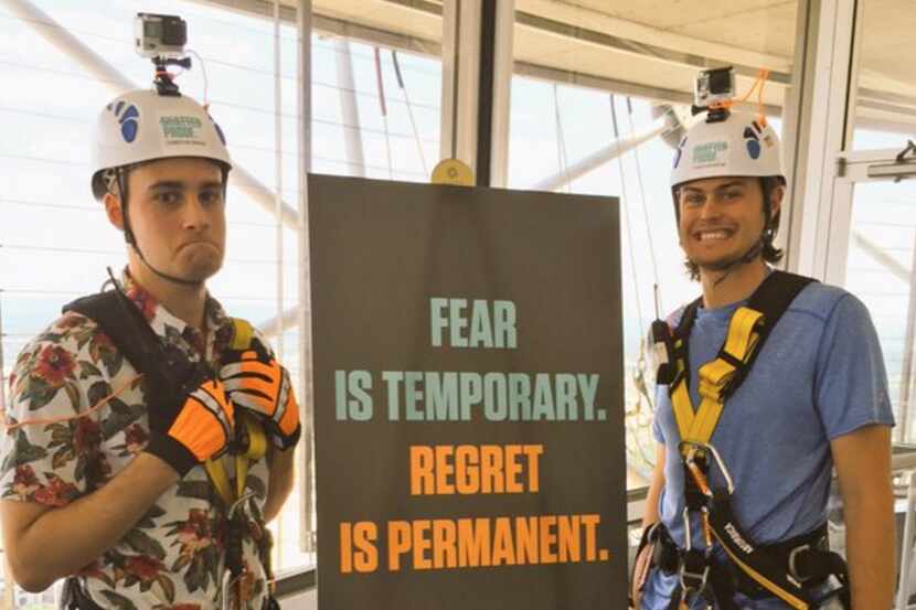 Dom DiFurio and Sean Lester, two Dallas Morning News staffers, rappelled 560 feet down...