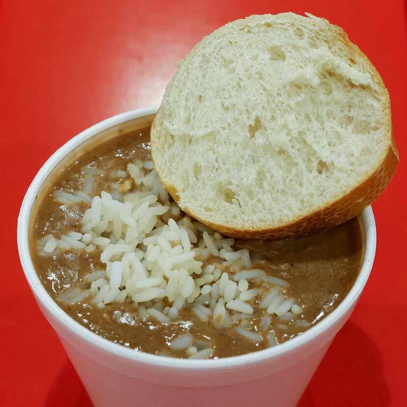 One vegan option is red beans and rice from Atnos Bayou Kitchen, a concession stand at the...