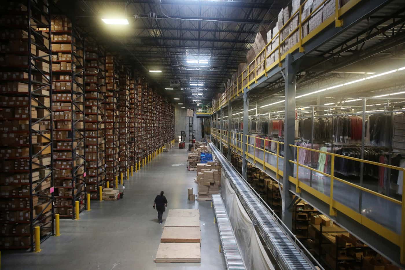 The view inside The Apparel Group Ltd. distribution center in Lewisville, Texas Thursday...