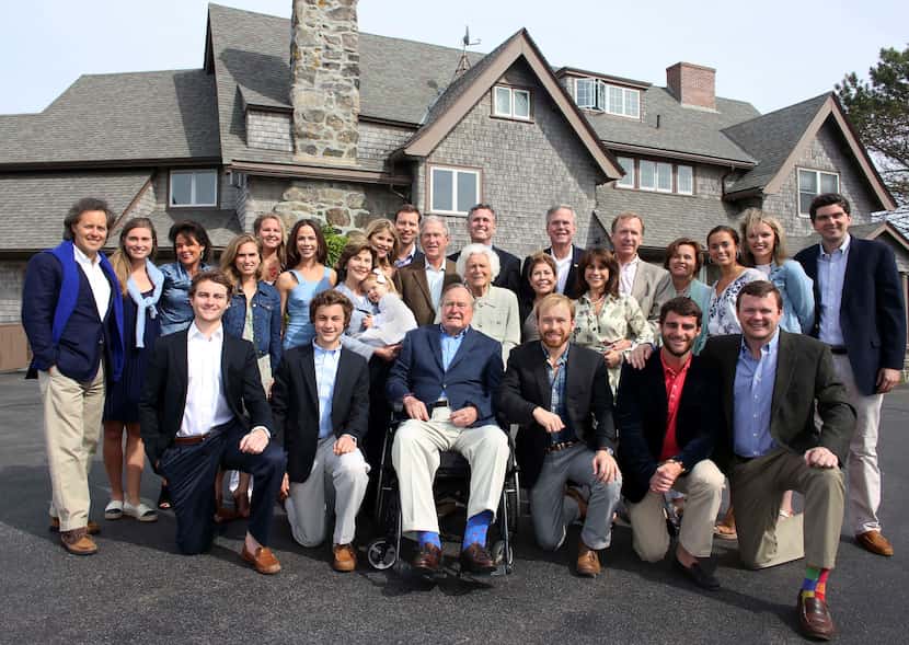 The Bush family poses for a photo in June 2015 at the family estate in Kennebunkport, Maine....