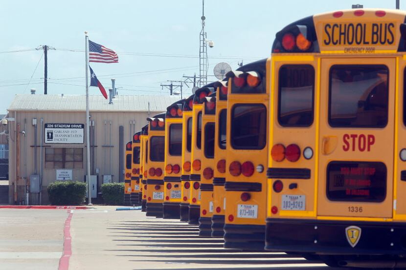 Busses at the  Garland ISD Transportation Facility in Garland Texas, on July 12, 2013. ...
