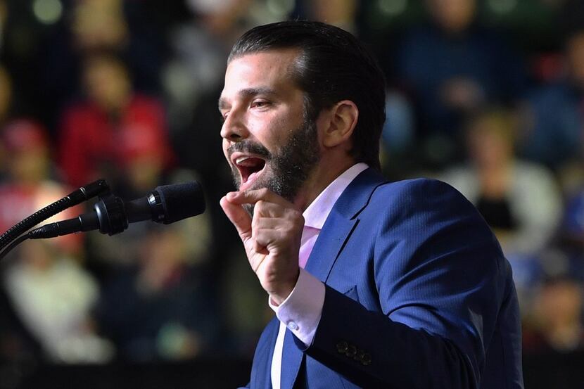 Donald Trump Jr. speaks at an El Paso rally, warming up the crown for his father, President...