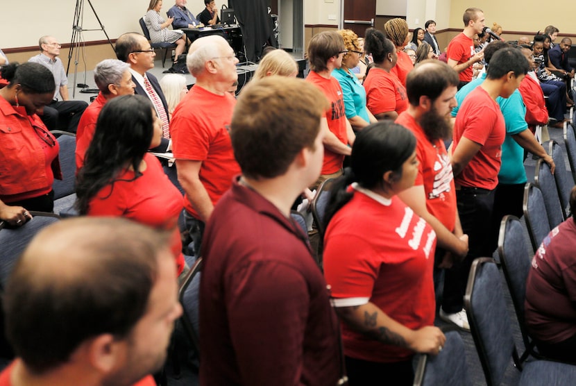 Members of the North Texas Democratic Socialists and American Federation of Teachers union...