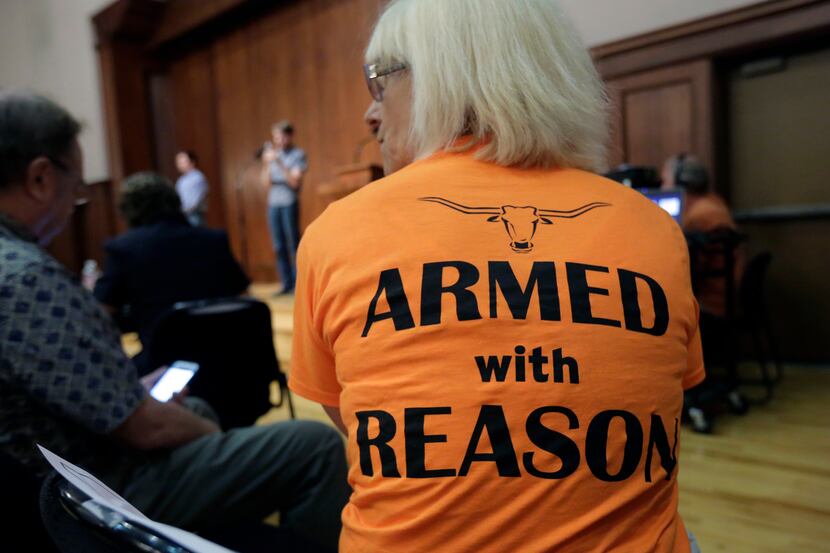 Professor Ann Cvetkovich waited to speak about Texas' new campus carry law during a public...