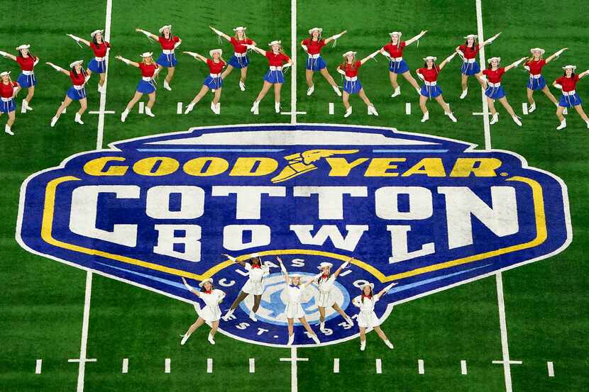 The Kilgore College Rangerettes perform before the Goodyear Cotton Bowl Classic football...