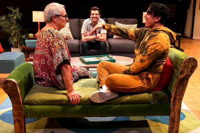 Plano-raised actor-director Michael Urie (center) works with cast members Edwin Montenegro...