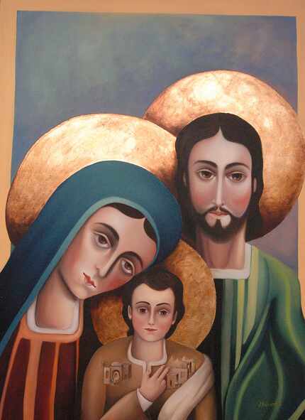 This painting of the Virgin Mary, Joseph and Jesus Christ was painted by the Rev. Jesus...