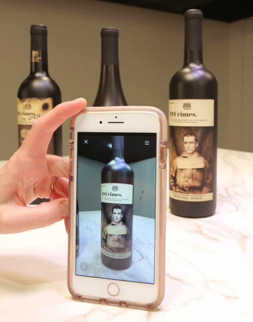 With the aid of AR technology, some wine bottles, like these 19 Crimes bottles, now have...