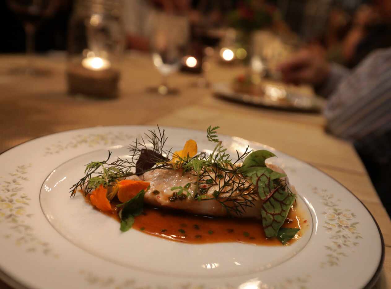 Cartermere Farms chicken breast with chicken jus and greenhouse-grown herbs and nasturtium...