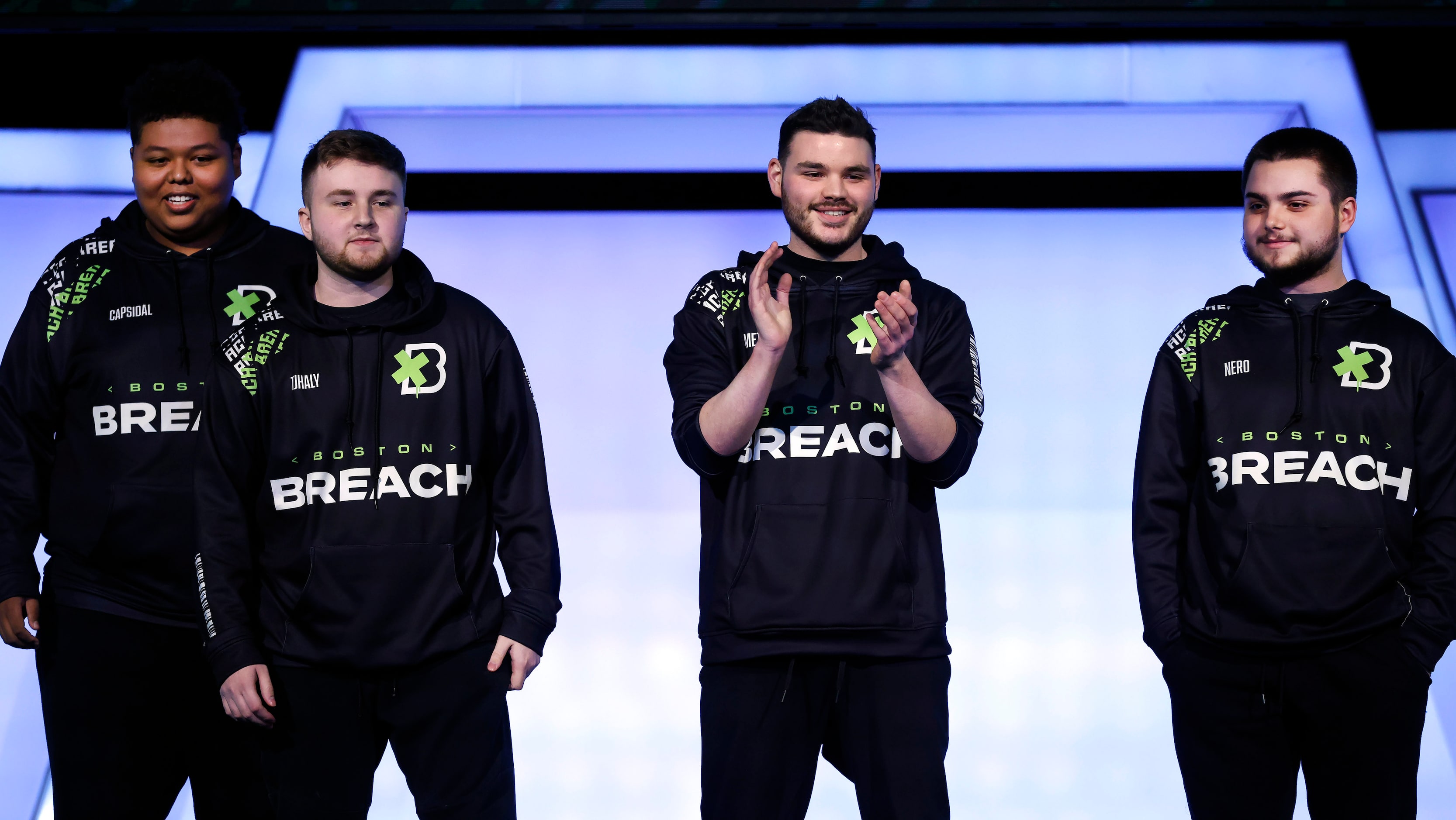 Boston Breach players (from left) Capsidal (Kenyen Sutton), TJHaLy (Thomas Haley), Methodz...