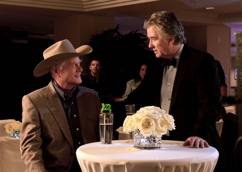 Larry Hagman as J.R. Ewing and Patrick Duffy as Bobby Ewing in a scene from "Dallas."
