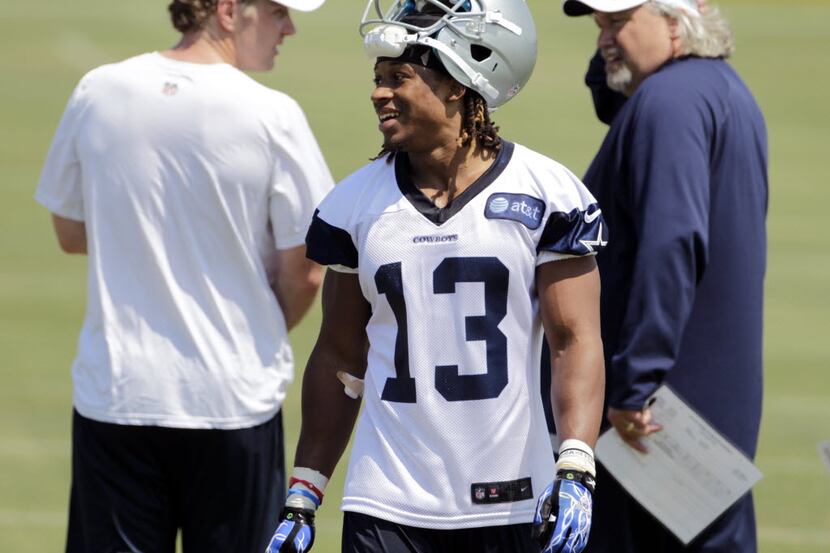 Saalim Hakim (13) takes part in the Dallas Cowboys rookies minicamp on Friday, May 4, 2012...