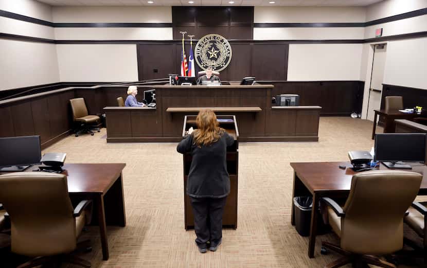 Andrea Peralta of Lewisville appears before Denton County Precinct 2 Justice of the Peace...