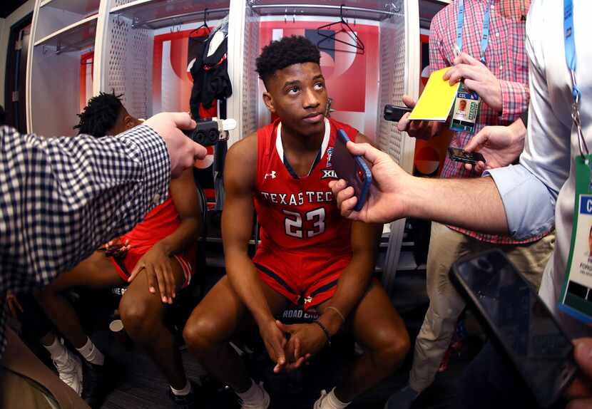 MINNEAPOLIS, MINNESOTA - APRIL 04: Jarrett Culver #23 of the Texas Tech Red Raiders speaks...