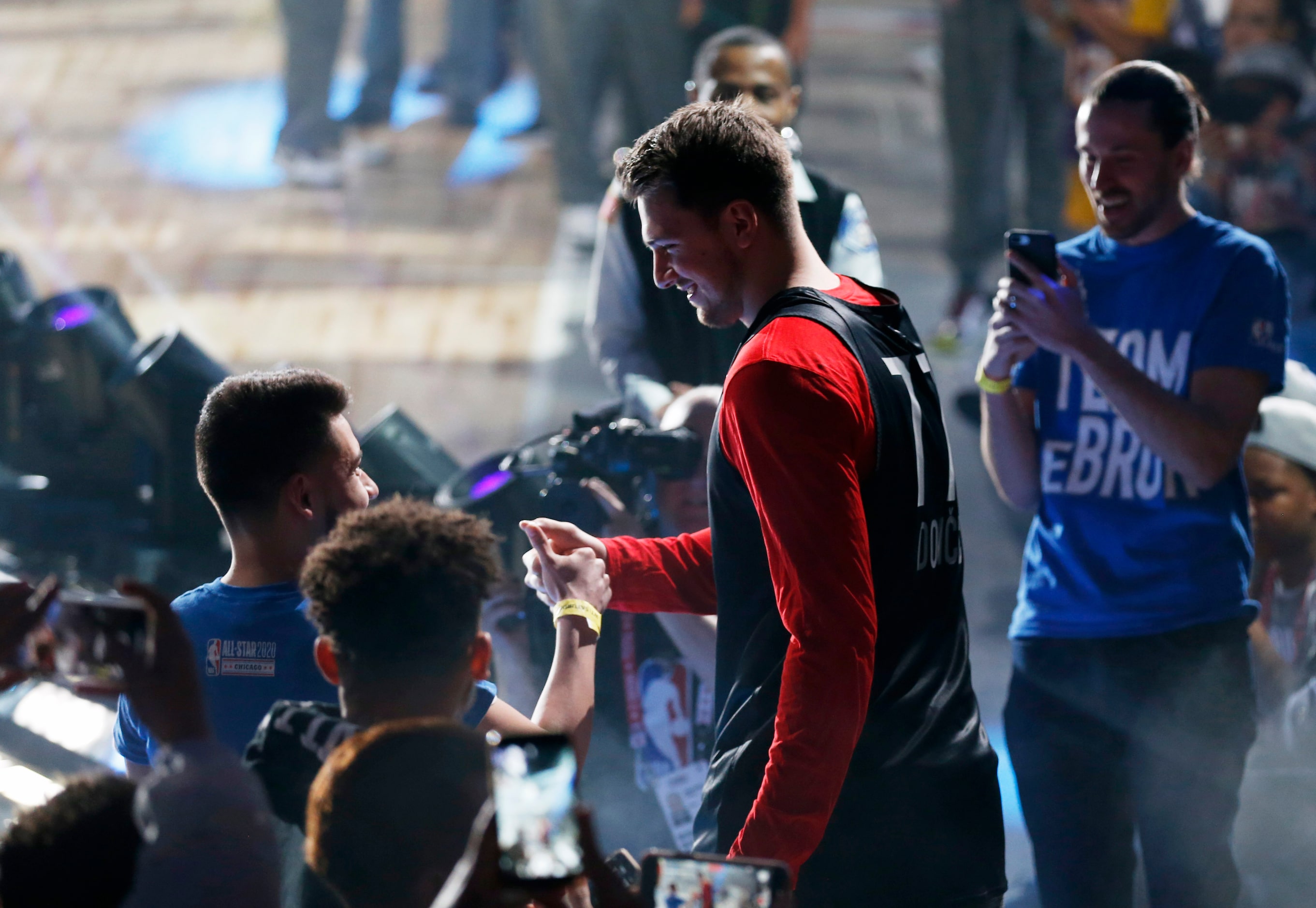 Team Lebron's Dallas Mavericks Luka Doncic (77) makes his way on the court during...