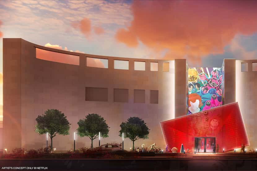 Un rendering de Netflix, que se espera que abra en el mall Galleria Dallas en 2025.