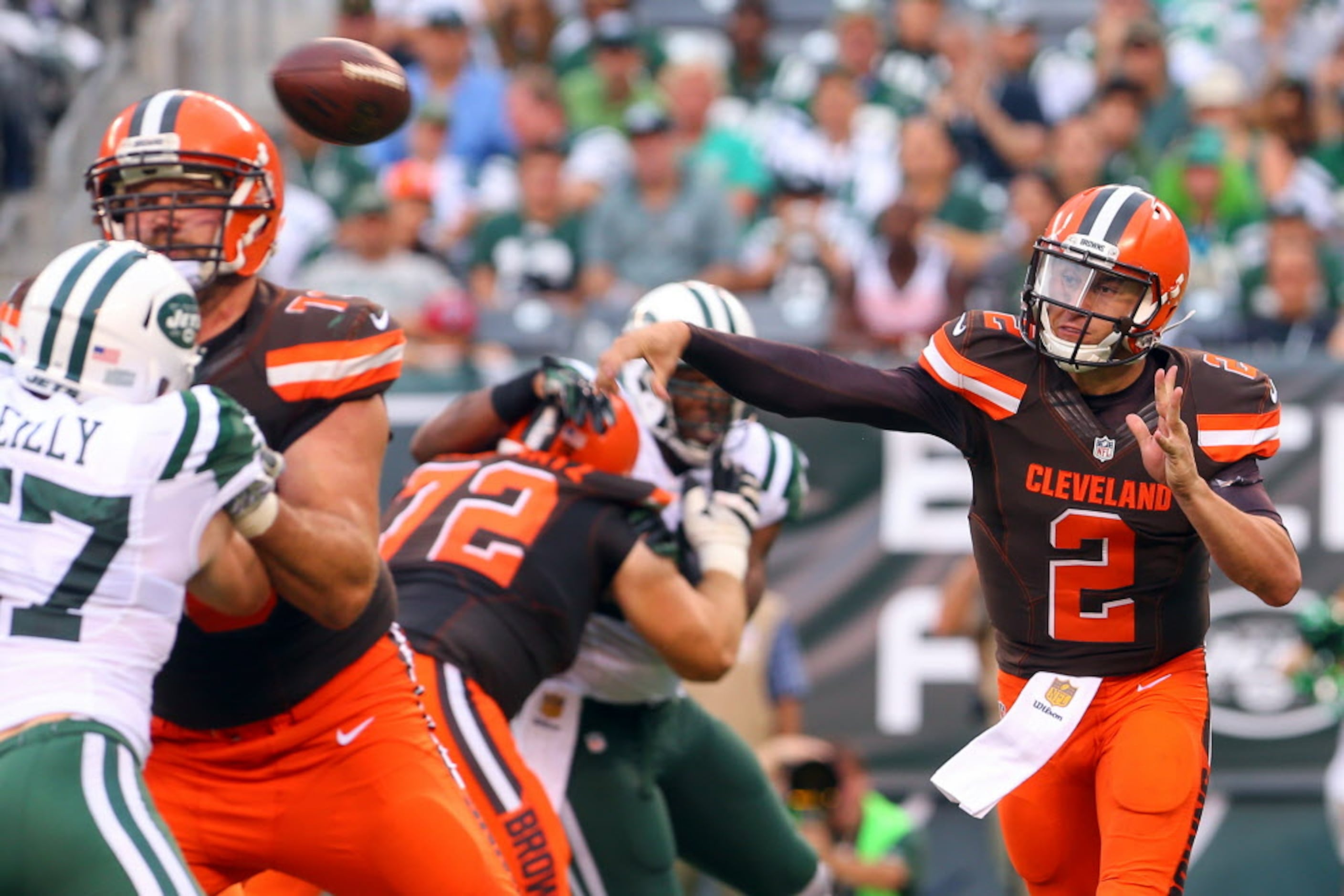 September 13, 2015, Cleveland Browns quarterback Johnny Manziel (2) in  action during the NFL game between the Cleveland Browns and the New York  Jets at MetLife Stadium in East Rutherford, New Jersey.