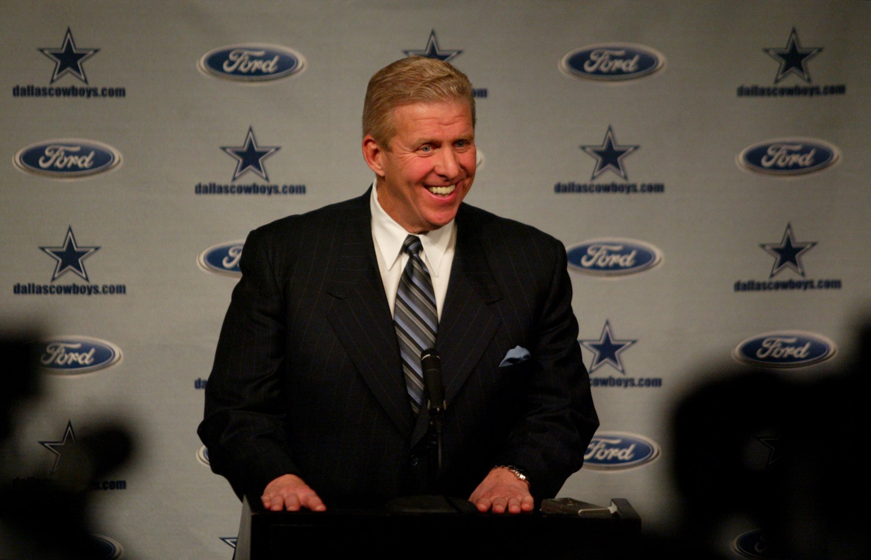 Dallas Cowboys new head coach Bill Parcells takes questions at Valley Ranch after the press...