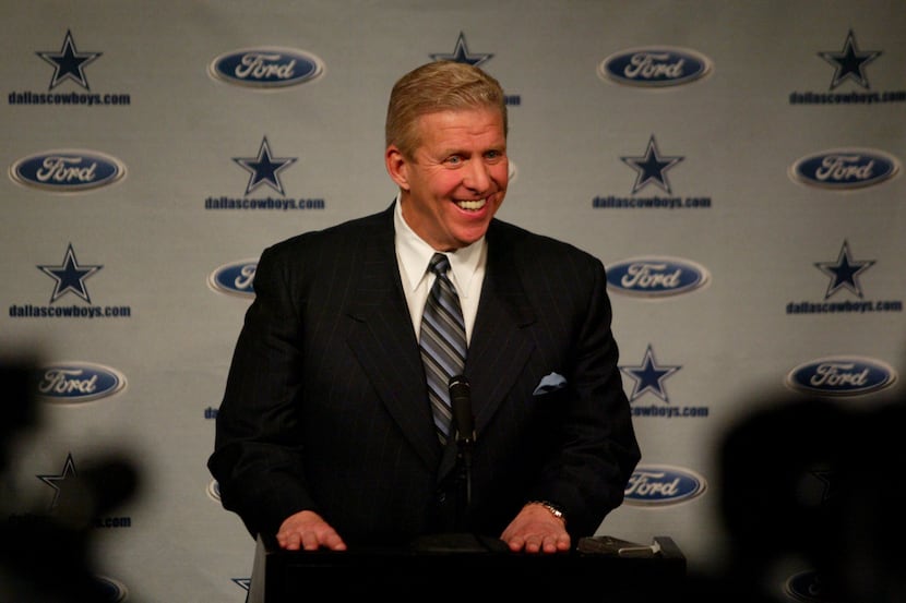 Dallas Cowboys new head coach Bill Parcells takes questions at Valley Ranch after the press...