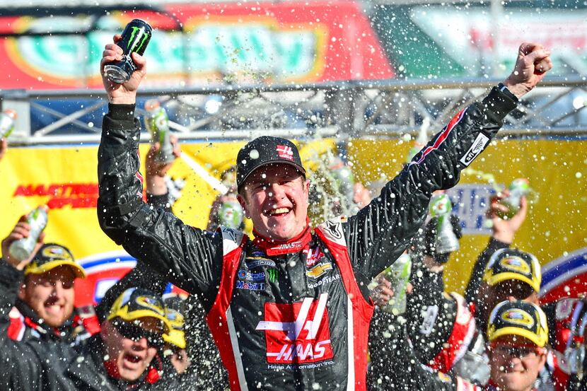 Mar 30, 2014; Martinsville, VA, USA; NASCAR Sprint Cup Series driver Kurt Busch celebrates...