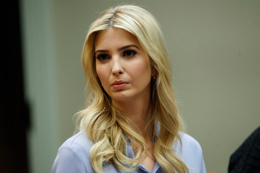 Ivanka Trump, the daughter of President Donald Trump, listens during a meeting between...